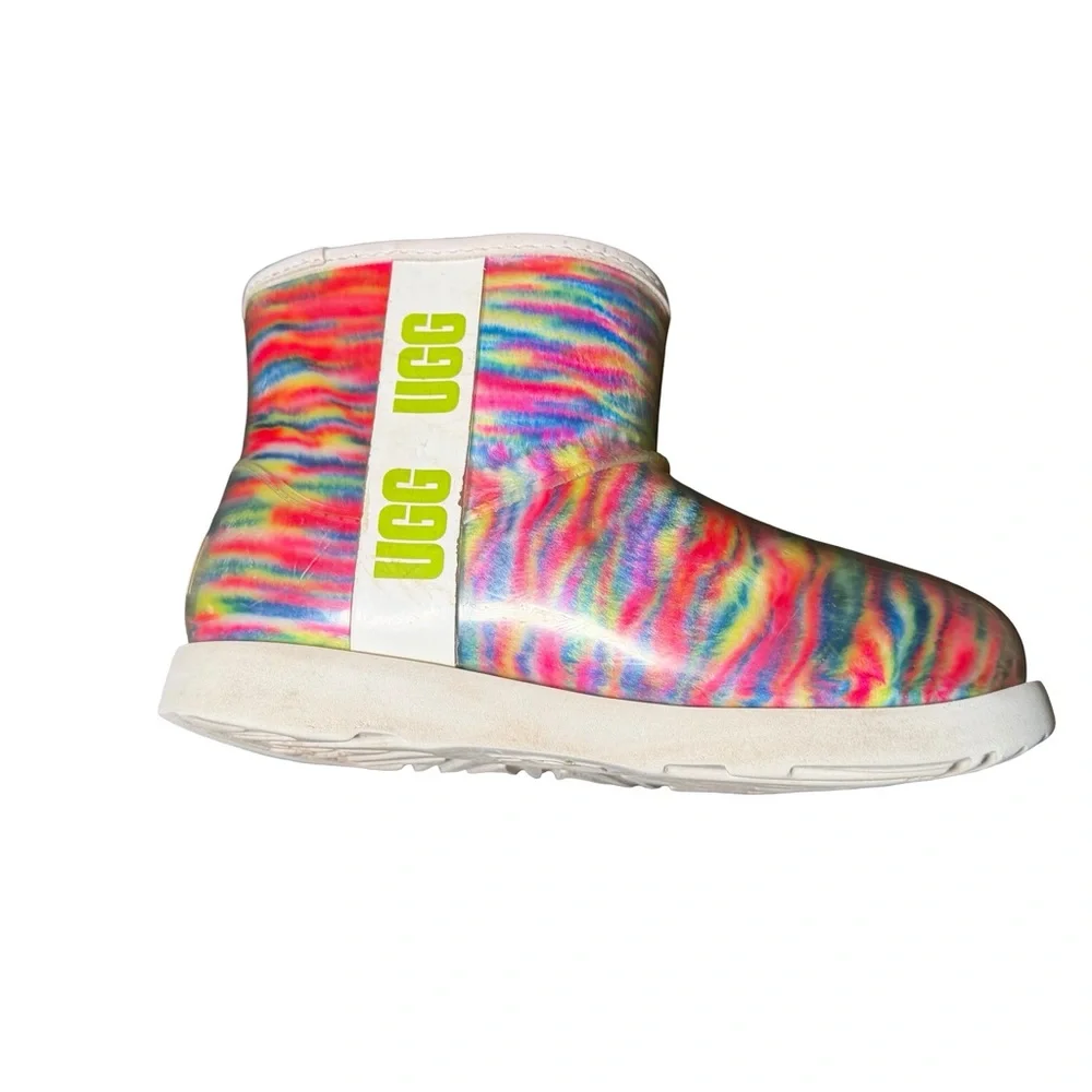 UGG Classic Clear Mini Pixelate Waterproof Shearling Rainbow Boots
